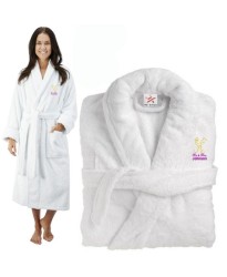 Deluxe Terry cotton with MRS AND MRS CUTE DESIGN CUSTOM TEXT Embroidery bathrobe